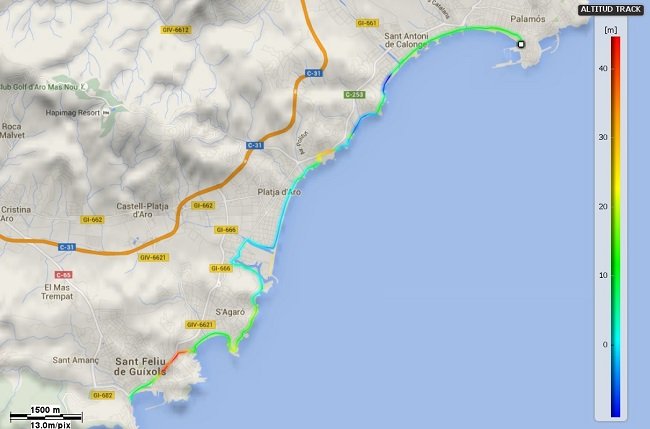 Mapa Mediterrània etapa 14: Palamós - Sant Feliu de Guíxols
